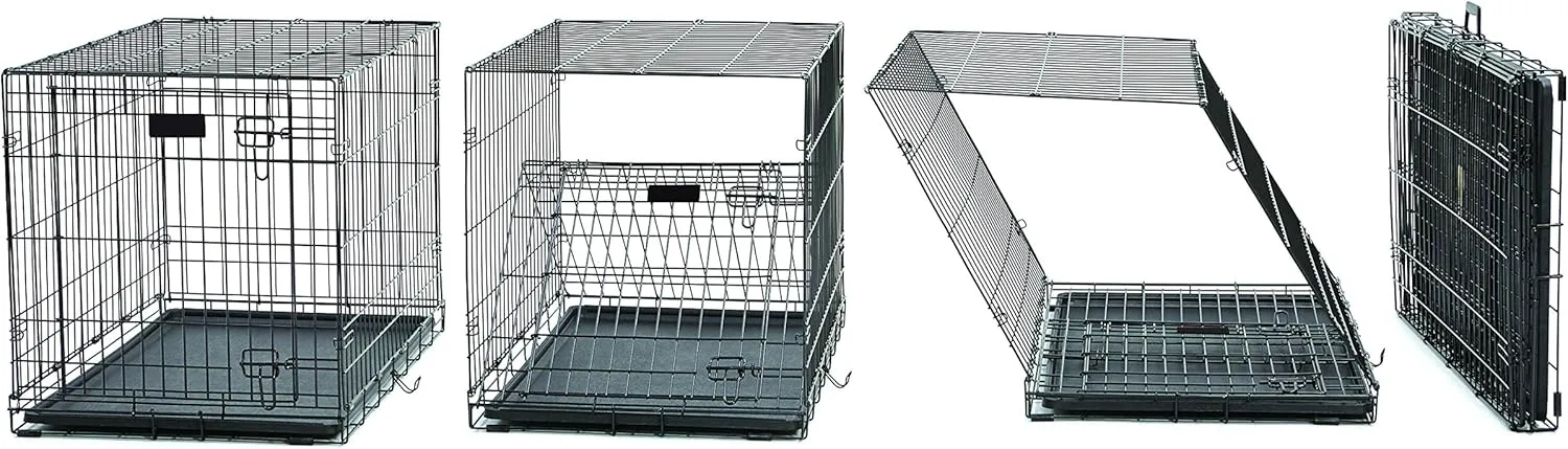 MidWest Homes for Pets Ultima Pro Series 30' Dog Crate | Extra-Strong Double Door Folding Metal Dog Crate w/Divider Panel, Floor Protecting 'Roller Feet' & Leak-Proof Plastic Pan