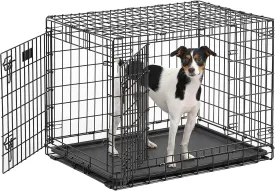 MidWest Homes for Pets Ultima Pro Series 30' Dog Crate | Extra-Strong Double Door Folding Metal Dog Crate w/Divider Panel, Floor Protecting 'Roller Feet' & Leak-Proof Plastic Pan