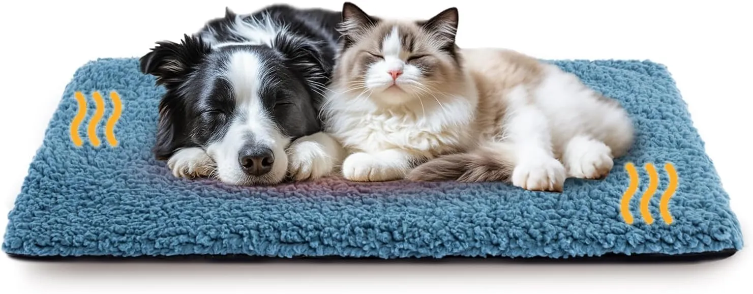 Miguel Cat Bed Self Warming Dog Bed Cat Self Heating Mat for Dog Heating Pad for Dogs House 48 x 28 inch Thermal Dog Crate Pad, Indoor Mat with Removable Washable Cover (Blue,XXL)