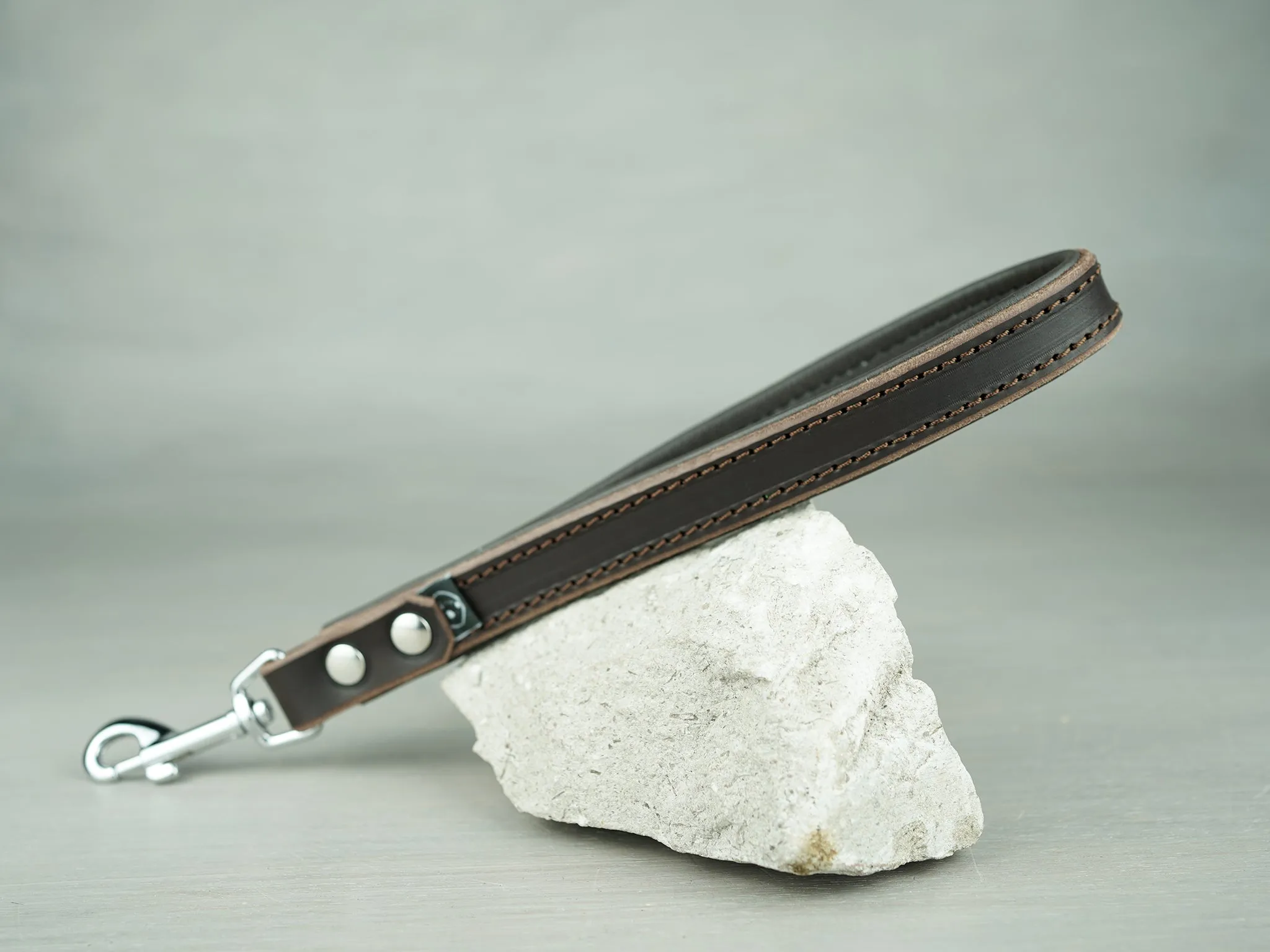Padded Leather Traffic Dog Leash with Custom Width and Hardware