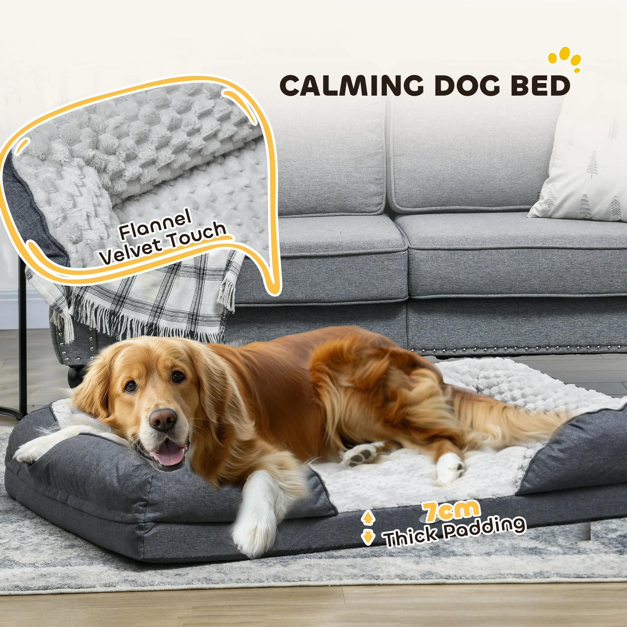 PawHut Dog Bed Calming Pet Bed Dog Mattress for Large Dogs - Charcoal Grey