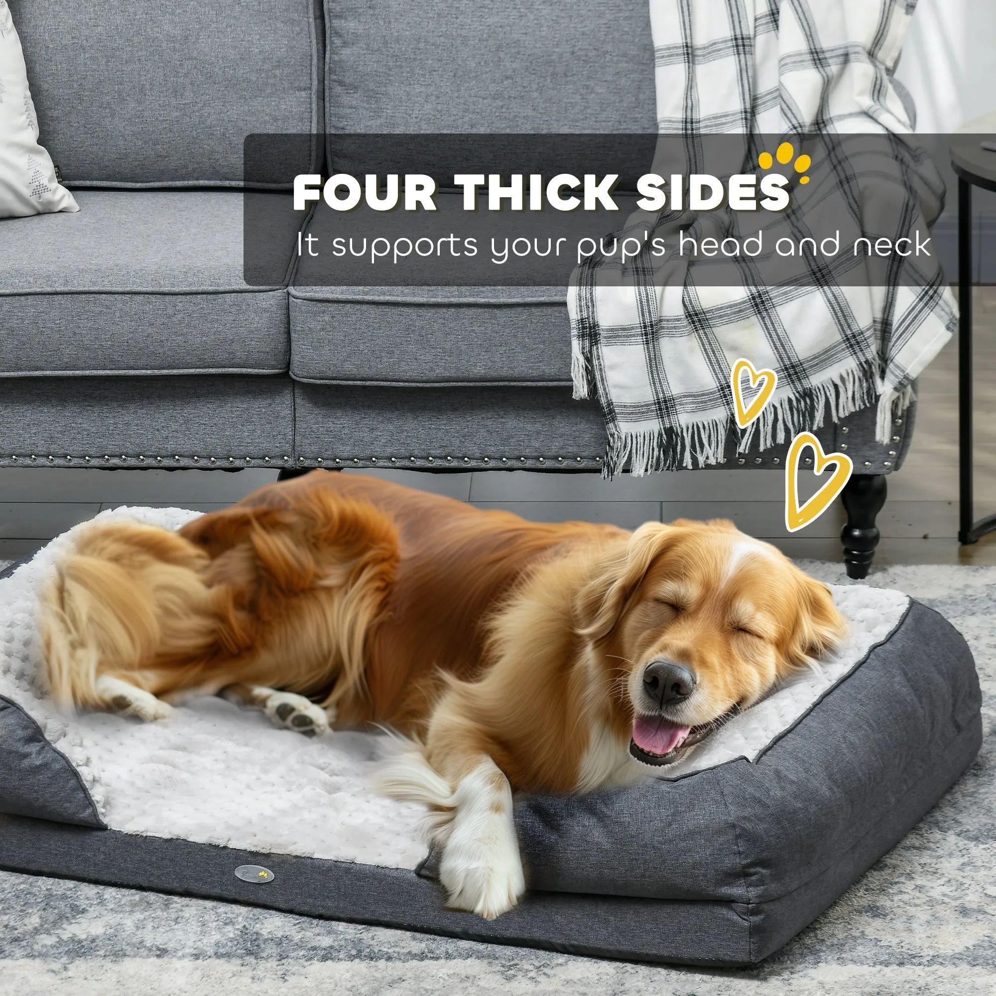 PawHut Dog Bed Calming Pet Bed Dog Mattress for Large Dogs - Charcoal Grey