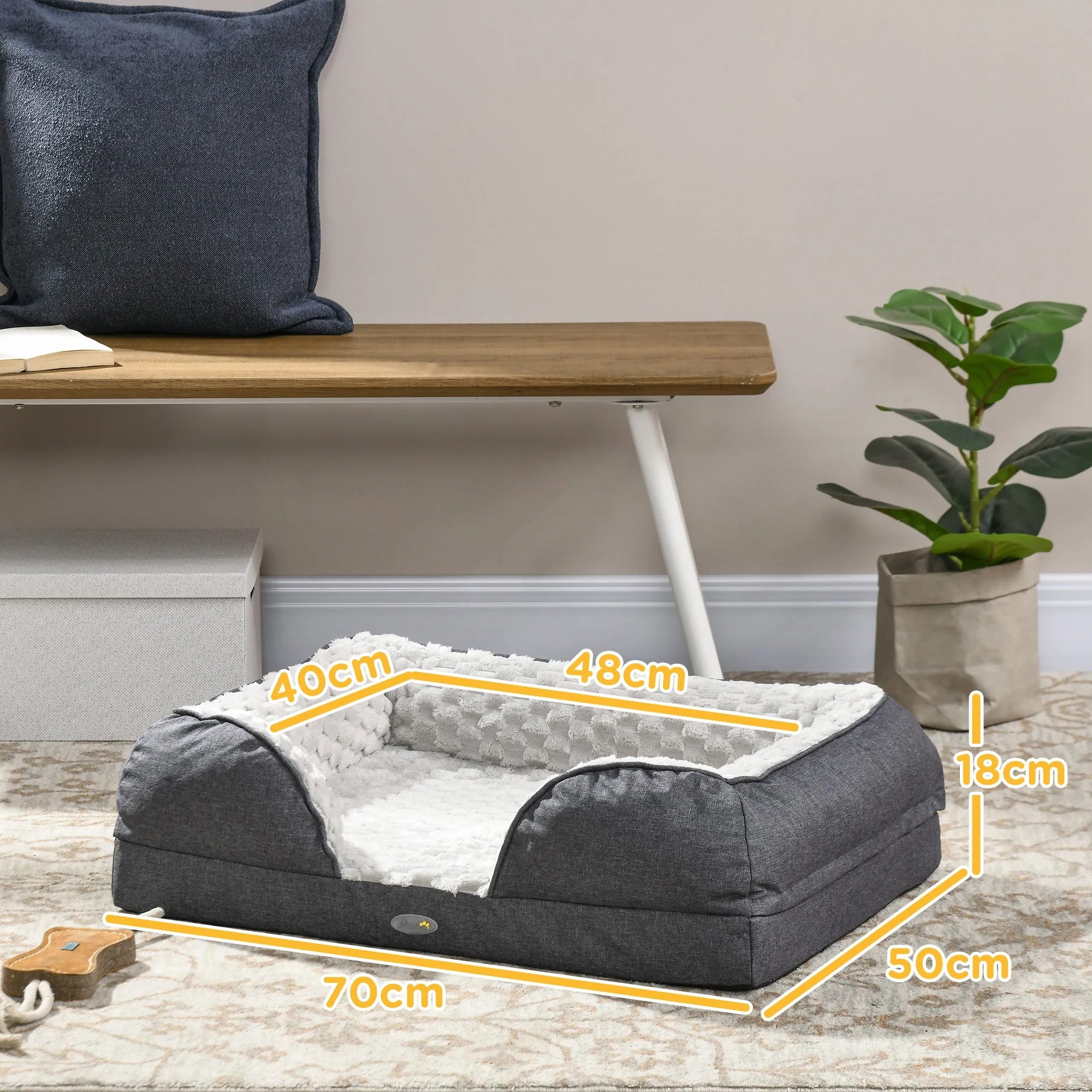 PawHut Dog Bed Calming Pet Bed Dog Mattress for Small Dogs - Charcoal Grey