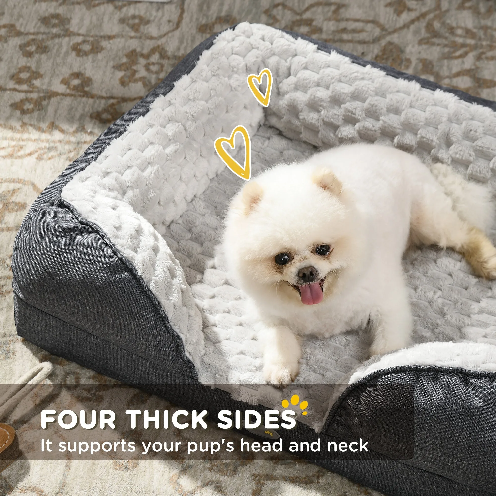 PawHut Dog Bed Calming Pet Bed Dog Mattress for Small Dogs - Charcoal Grey