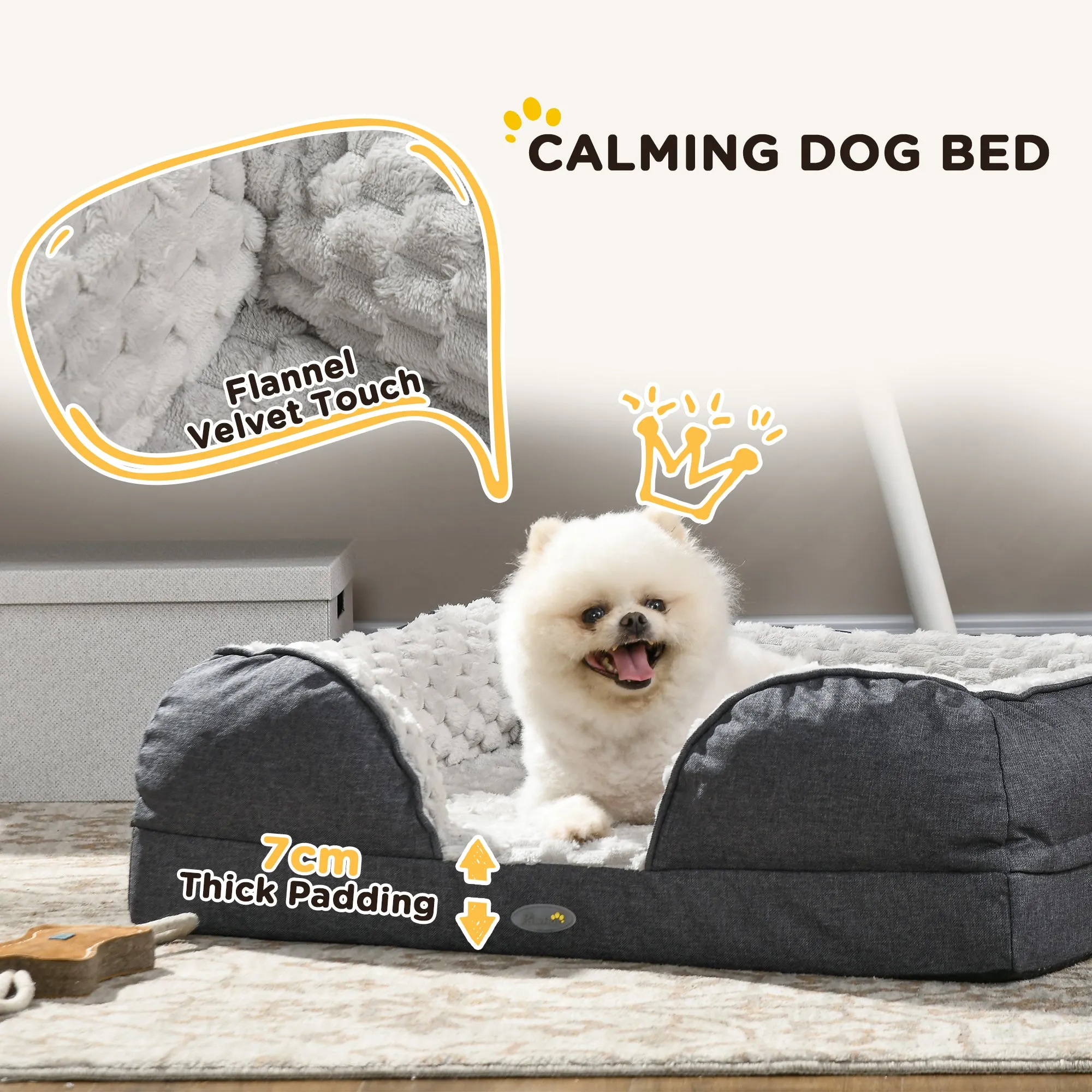 PawHut Dog Bed Calming Pet Bed Dog Mattress for Small Dogs - Charcoal Grey