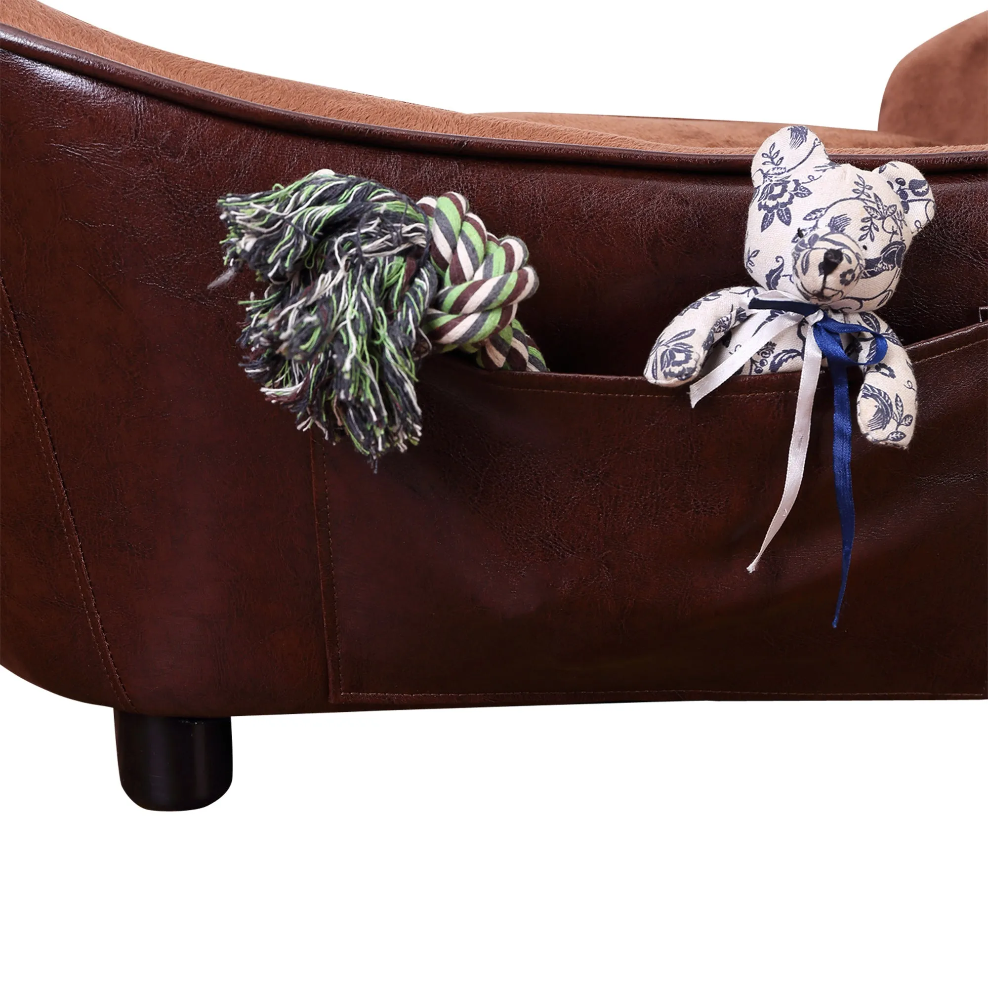 PawHut Dog Sofa Chair W/ Legs Cushion for Small Dog Cat 78x57x35.5 cm, Brown