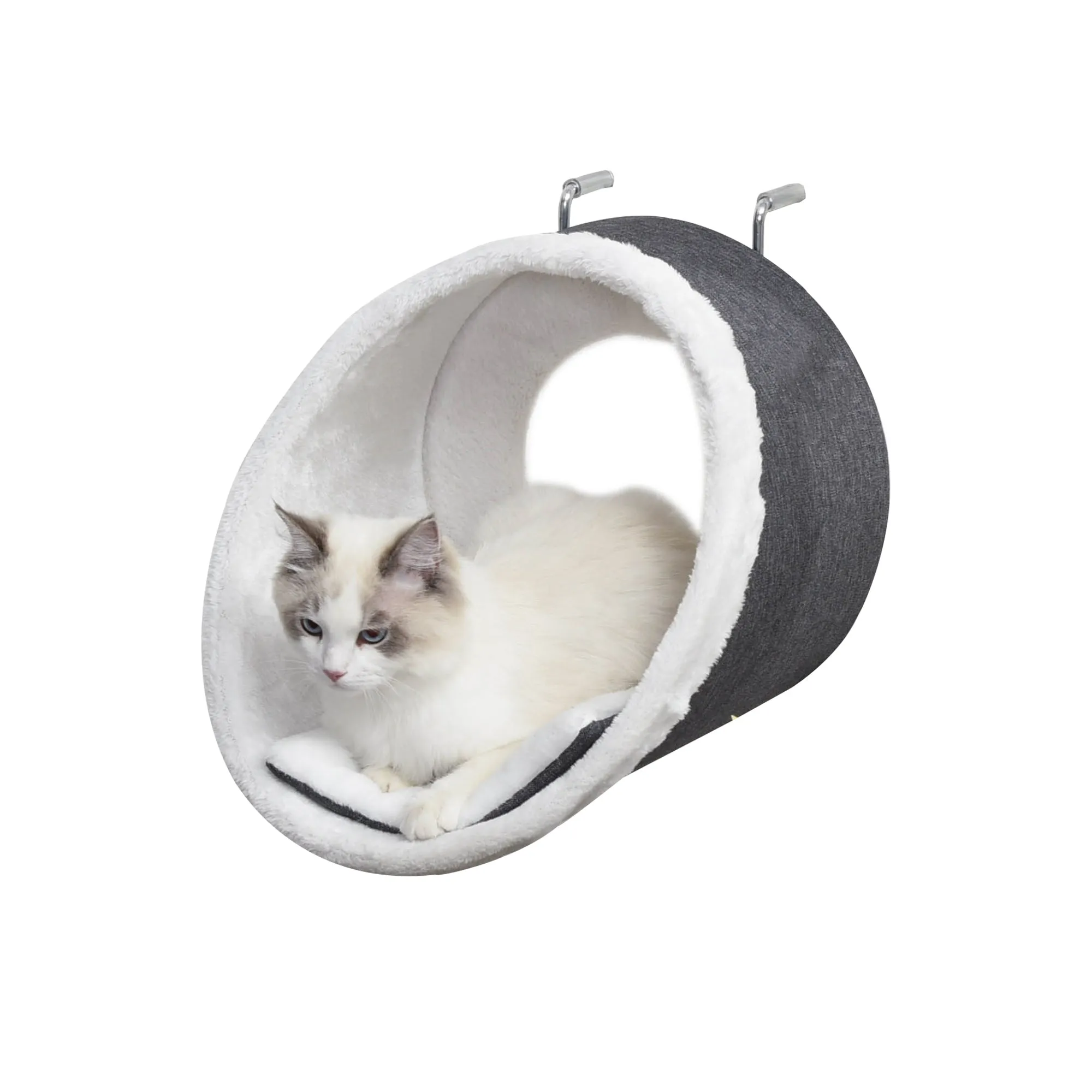 PawHut Windowsill Mounted Cat Perch Hanging Kitten House with Removable Flannel