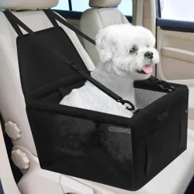 PetsHome Dog Car Seat Foldable Dog Car Booster Seat Waterproof Breathable Oxford Travel Bag for Small to Medium Dogs, Puppies, and Pets-Pure Black