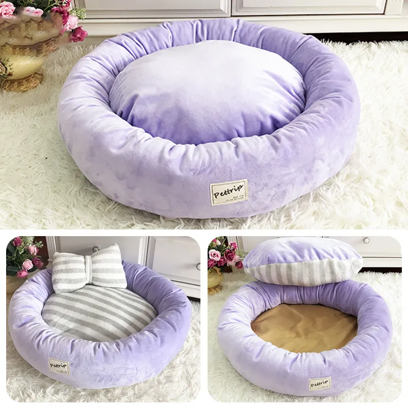 Plush Donut Pet Bed with Pillow