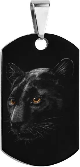 Portrait of A Panther Printed Pet ID Tags Personalized Dog Tags Stainless Steel Cat Collar Tags Accessories Decoration