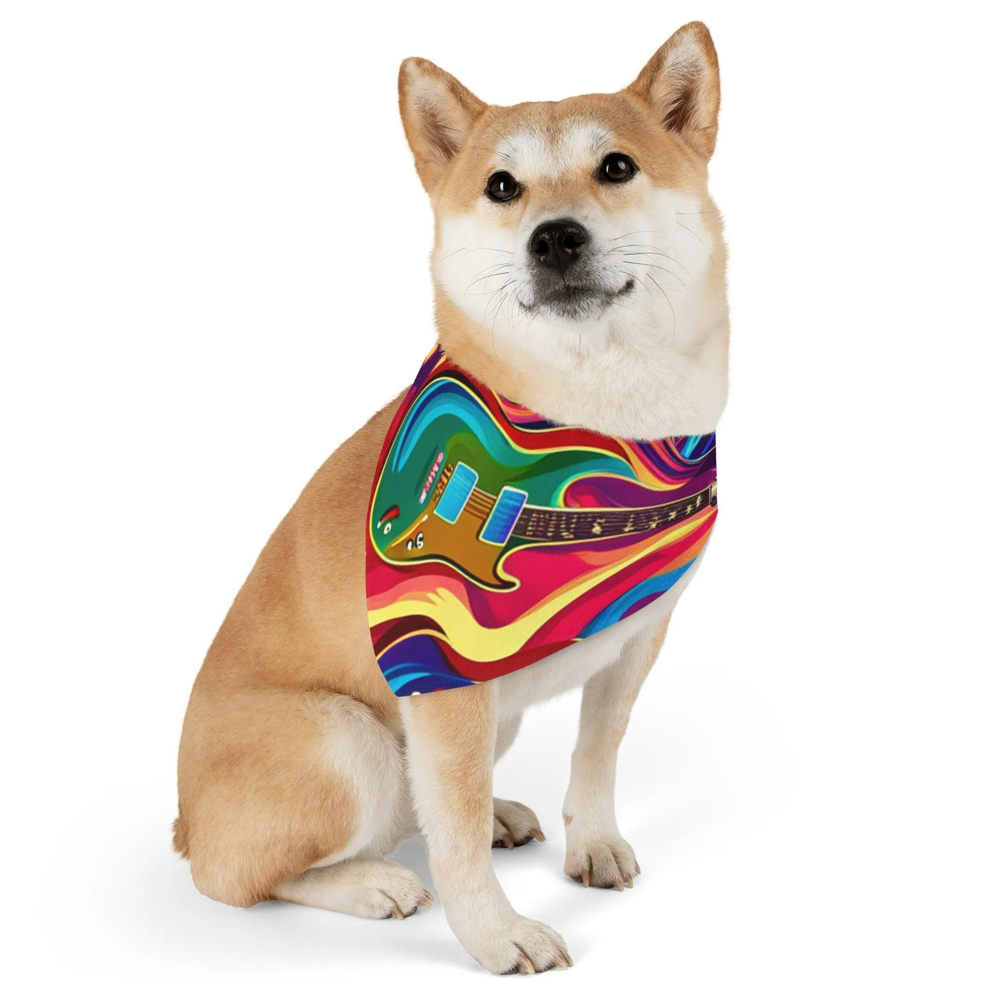 Psychedelic Electric Guitar Pet Bandana Collar