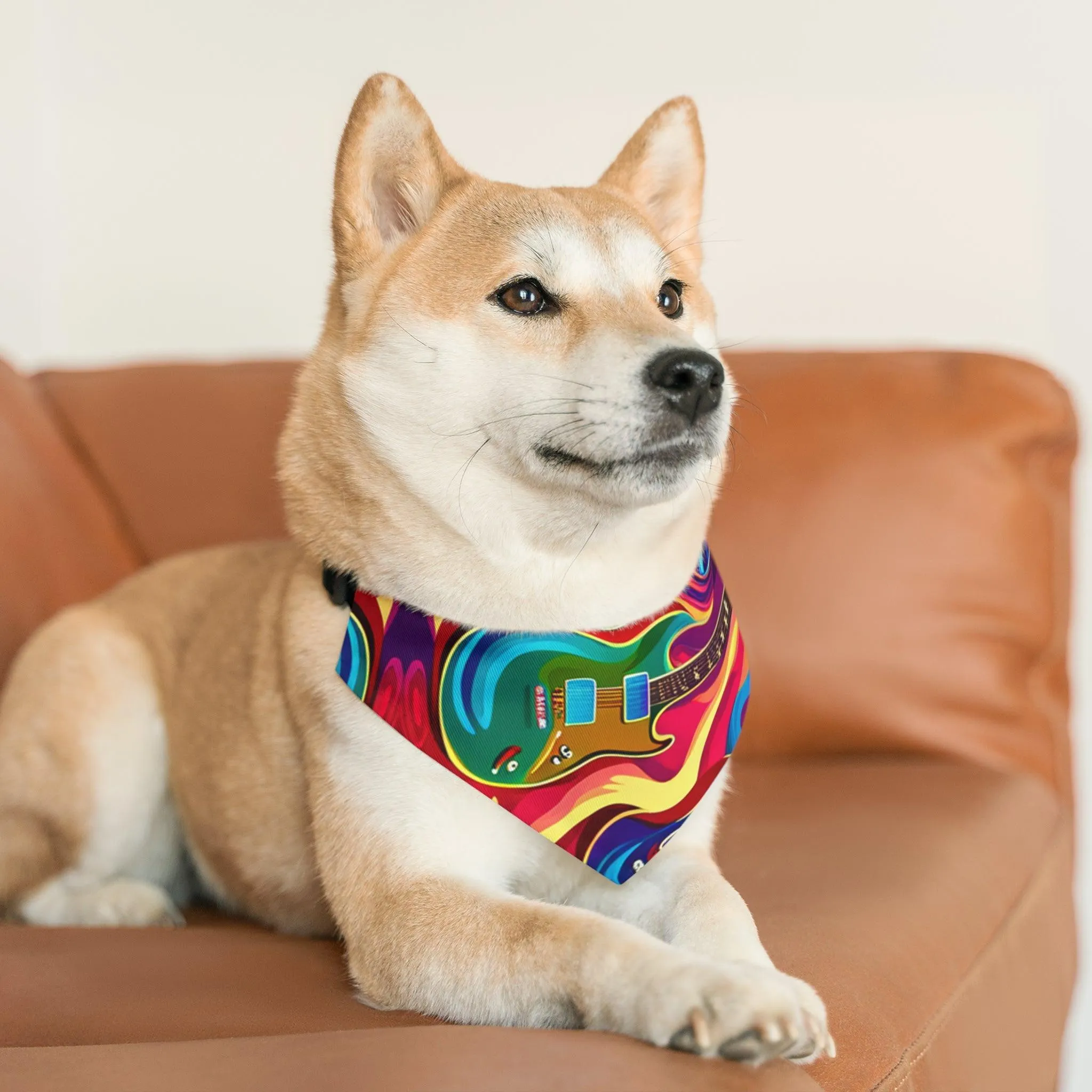 Psychedelic Electric Guitar Pet Bandana Collar