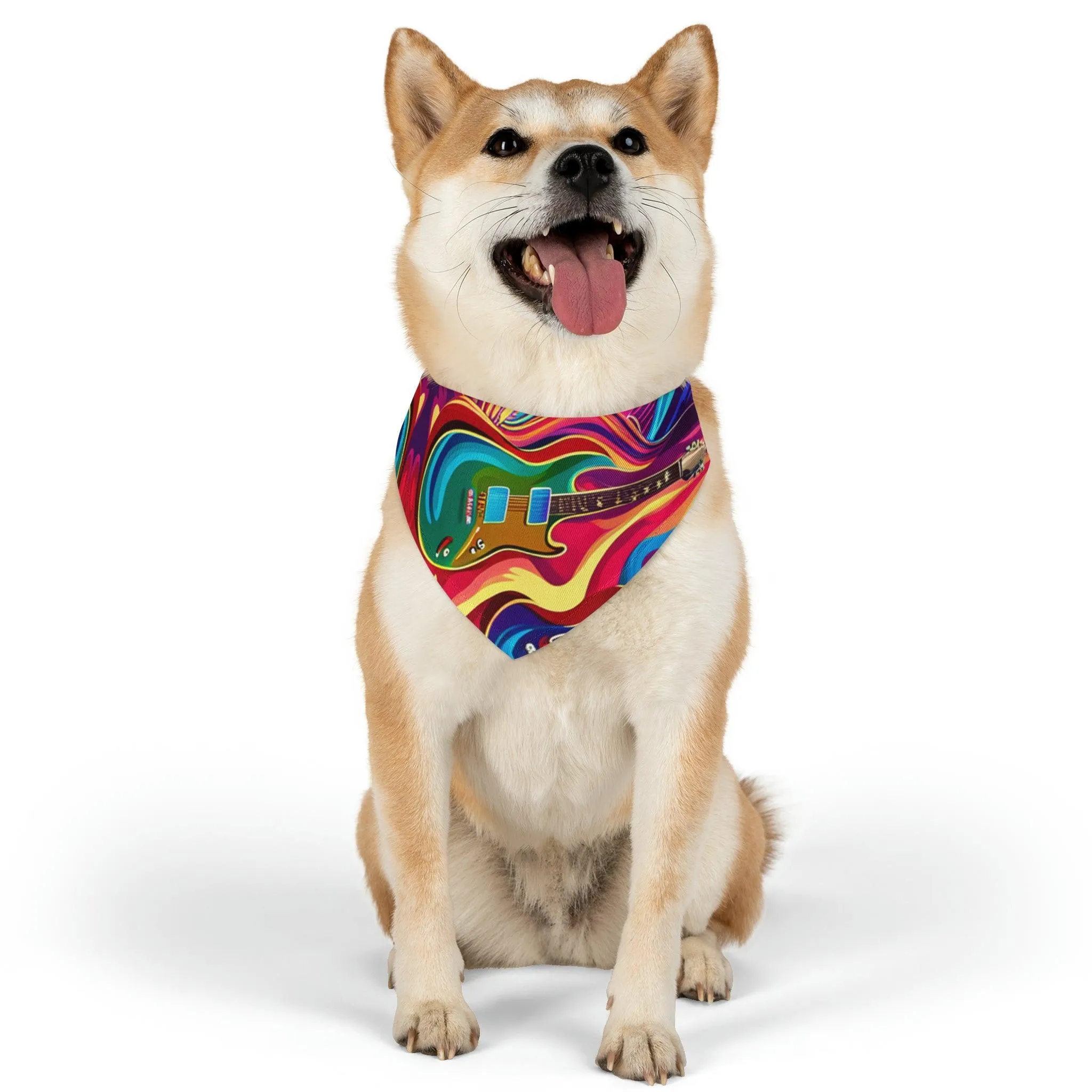 Psychedelic Electric Guitar Pet Bandana Collar