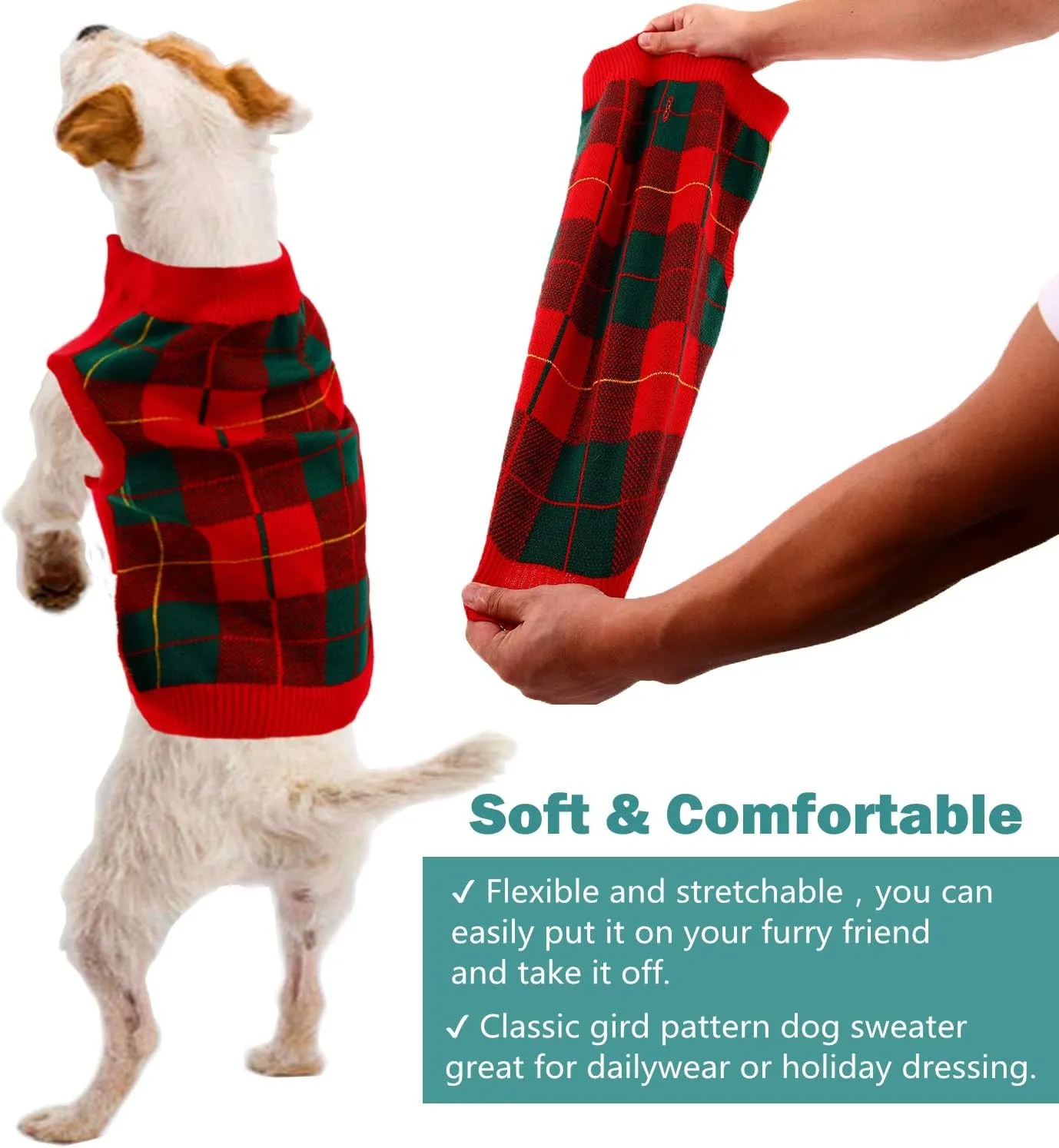 QBLEEV Dog Sweater for Small Dogs, Dog Christmas Sweater Vest Knitwear Puppy Sweaters Warm Winter Pet Sweaters Fall Dog Sweaters Pullover Dog Sweatshirt Holiday Dog Sweaters for Dogs Girls Boys XS