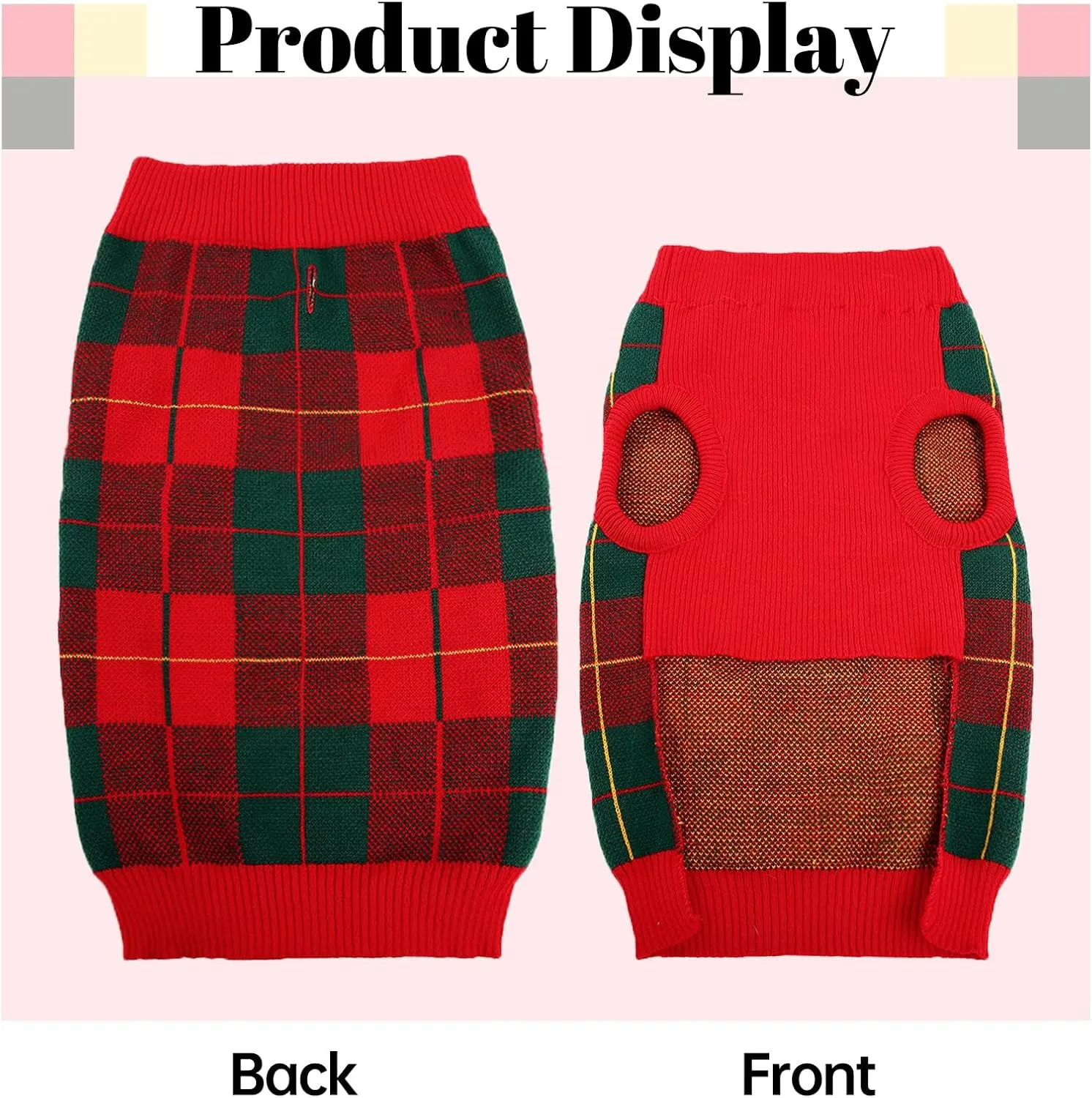 QBLEEV Dog Sweater for Small Dogs, Dog Christmas Sweater Vest Knitwear Puppy Sweaters Warm Winter Pet Sweaters Fall Dog Sweaters Pullover Dog Sweatshirt Holiday Dog Sweaters for Dogs Girls Boys XS