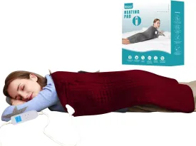 Ruqiji 17''x33'' XXXL King Size Heating Pad with Fast-Heating Technology&10 Temperature Settings, Flannel Electric Heating Pad/Pain Relief for Back/Neck/Shoulders/Menstrual Pain/Leg Cramp (Red)