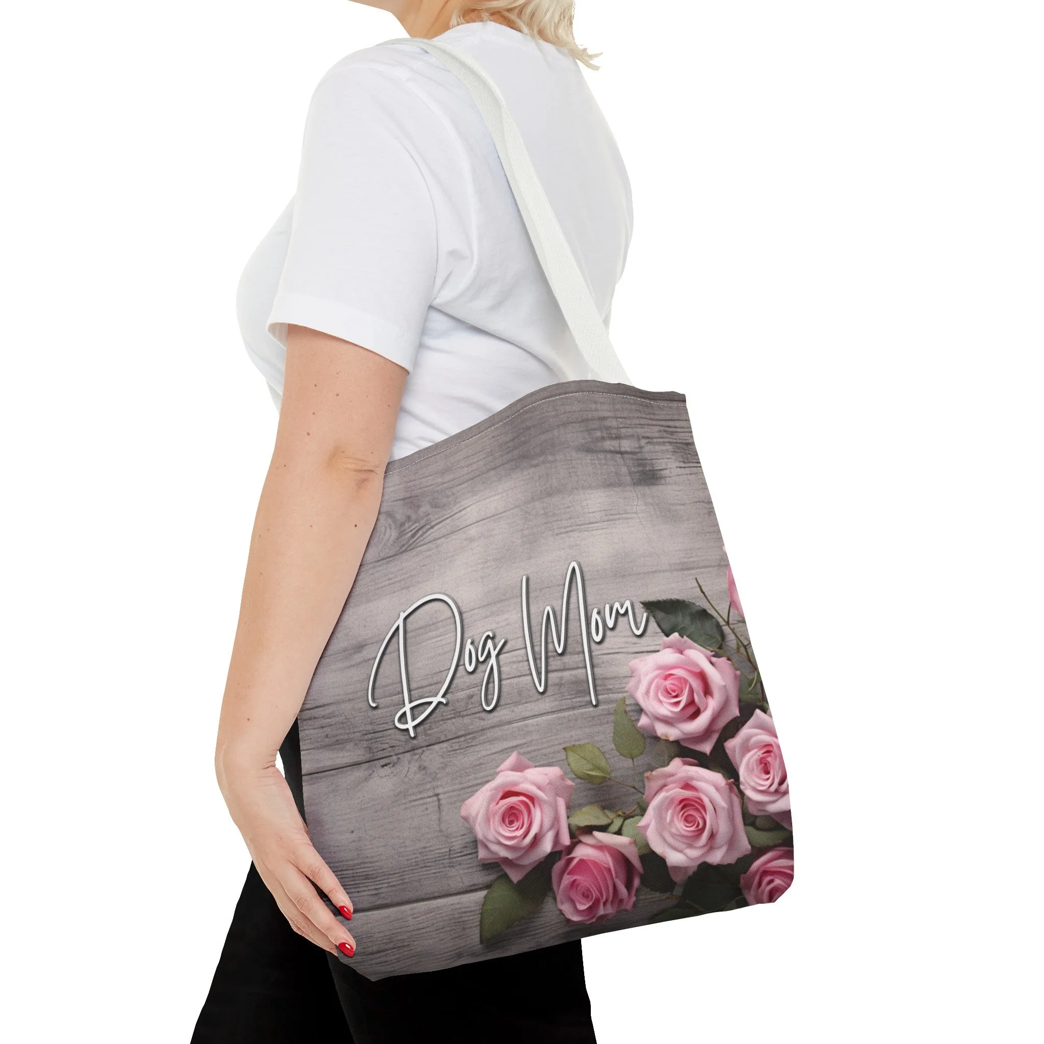 Rustic Pink Rose Dog Mom Farmhouse Tote Bag