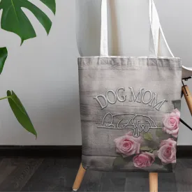 Rustic Pink Rose Dog Mom Farmhouse Tote Bag