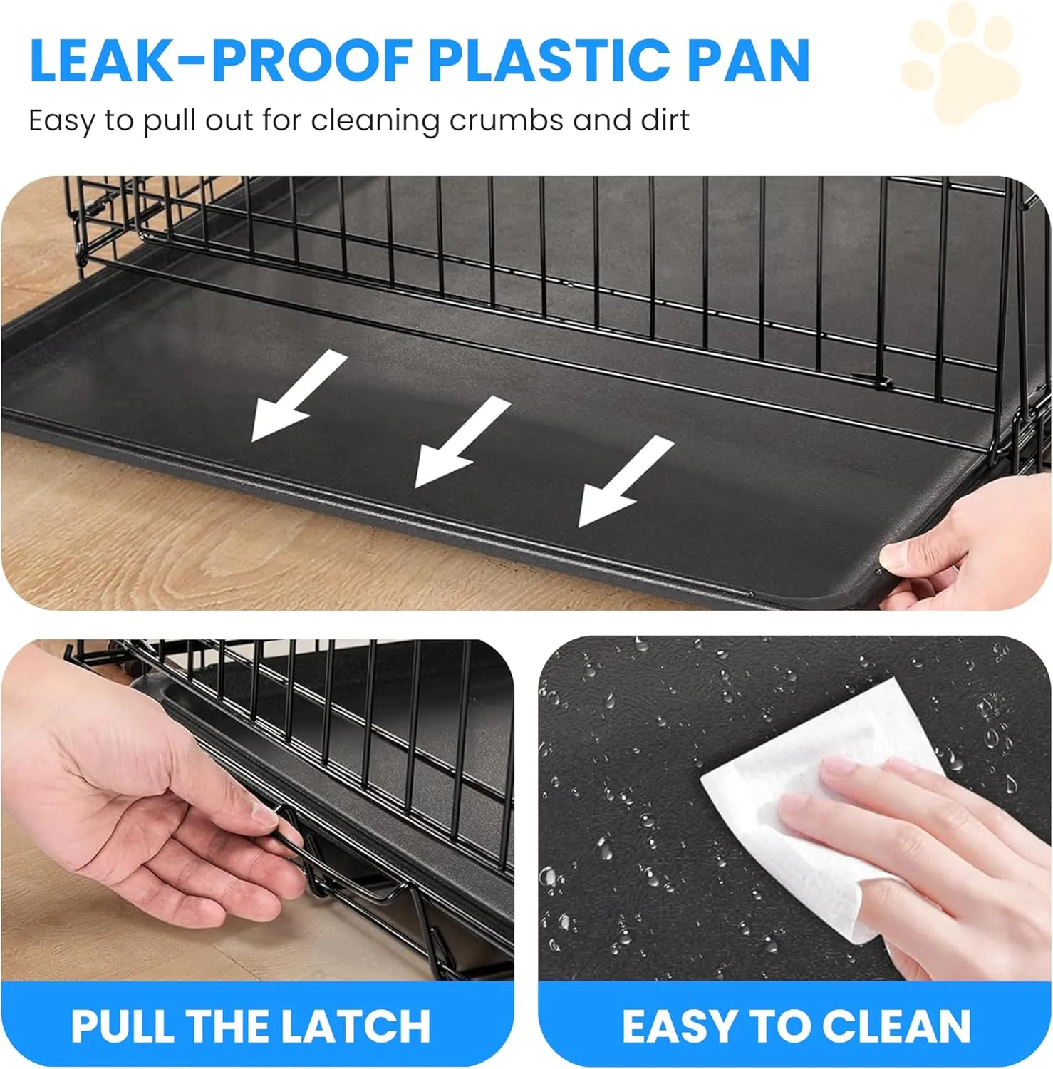 Simple Deluxe 30-Inch Medium Dog Crate with Divider, Double Door Folding Metal Wire Cage with Leak-Proof Plastic Tray, Portable Pet Kennel for Indoor, Outdoor, and Travel