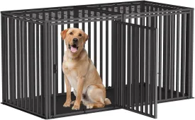 Steel Tube Heavy Large Dog Crate with Mat Base, 55" L x 32" H Dog Crates for Medium Large Dogs, Big Dog Cage, Dog Kennel, Puppy Dog Playpen with Top, Pet Cage, Indoor, Black2