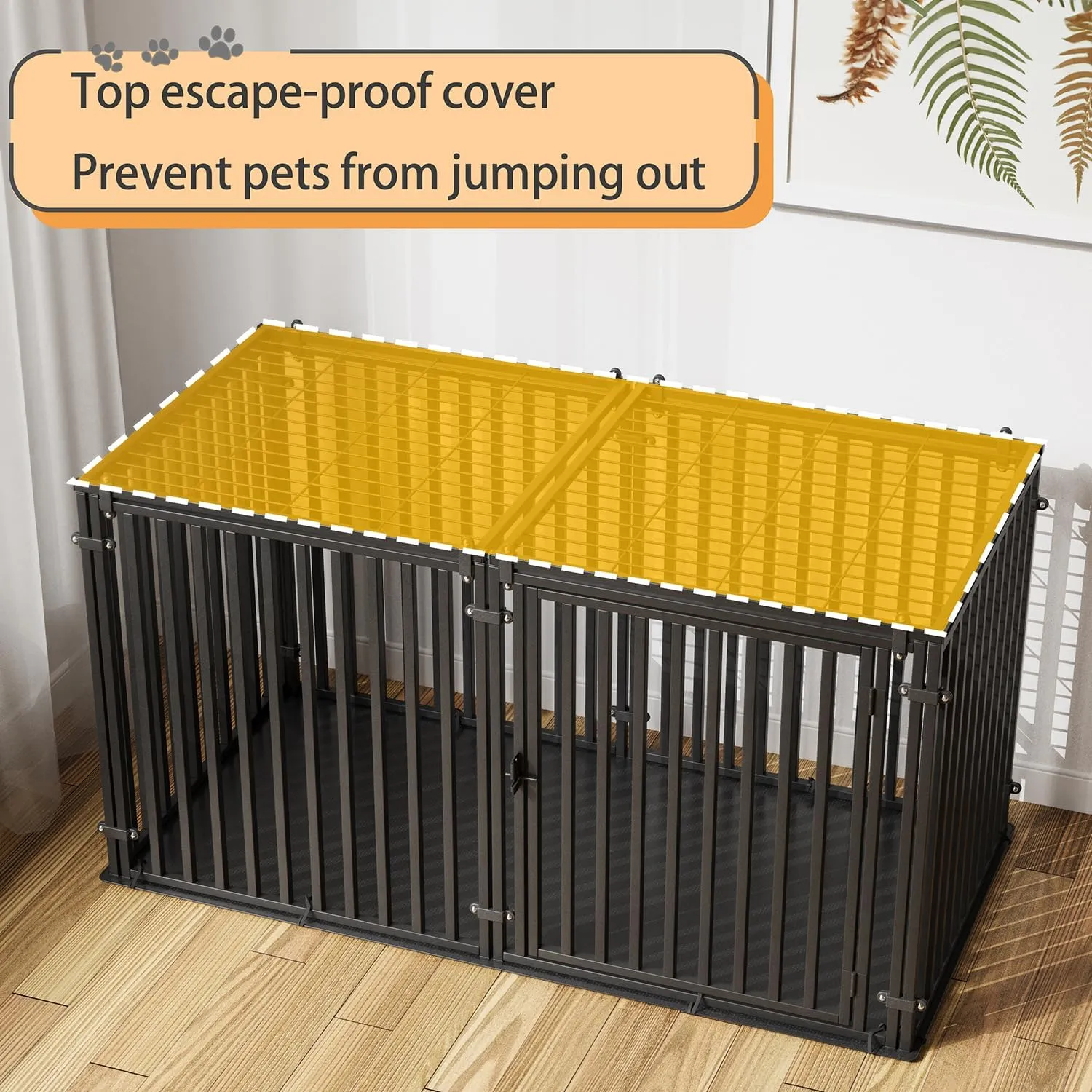 Steel Tube Heavy Large Dog Crate with Mat Base, 55" L x 32" H Dog Crates for Medium Large Dogs, Big Dog Cage, Dog Kennel, Puppy Dog Playpen with Top, Pet Cage, Indoor, Black2