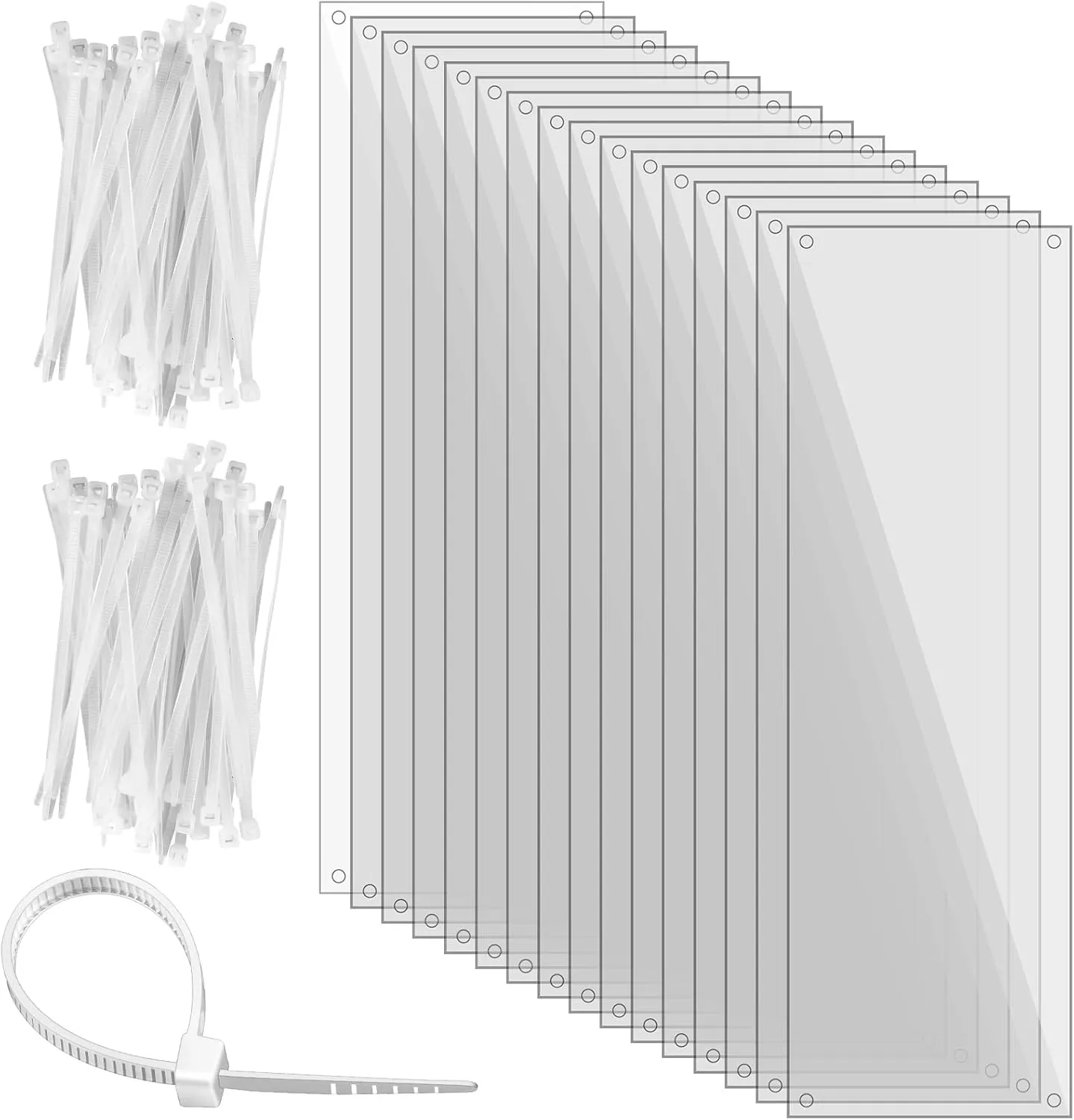 Sweetude 16 Pcs Pet Cage Liner 14'' x 4.5'' Cage Urine Guard Side Lining Clear Sheet Rabbit Guinea Pig Side Lining with Holes Zip Ties for Hedgehog Hamster Chinchilla Rabbit and Other Small Animals