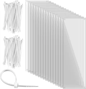 Sweetude 16 Pcs Pet Cage Liner 14'' x 4.5'' Cage Urine Guard Side Lining Clear Sheet Rabbit Guinea Pig Side Lining with Holes Zip Ties for Hedgehog Hamster Chinchilla Rabbit and Other Small Animals