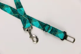 Teal Geometric Dog Seatbelt