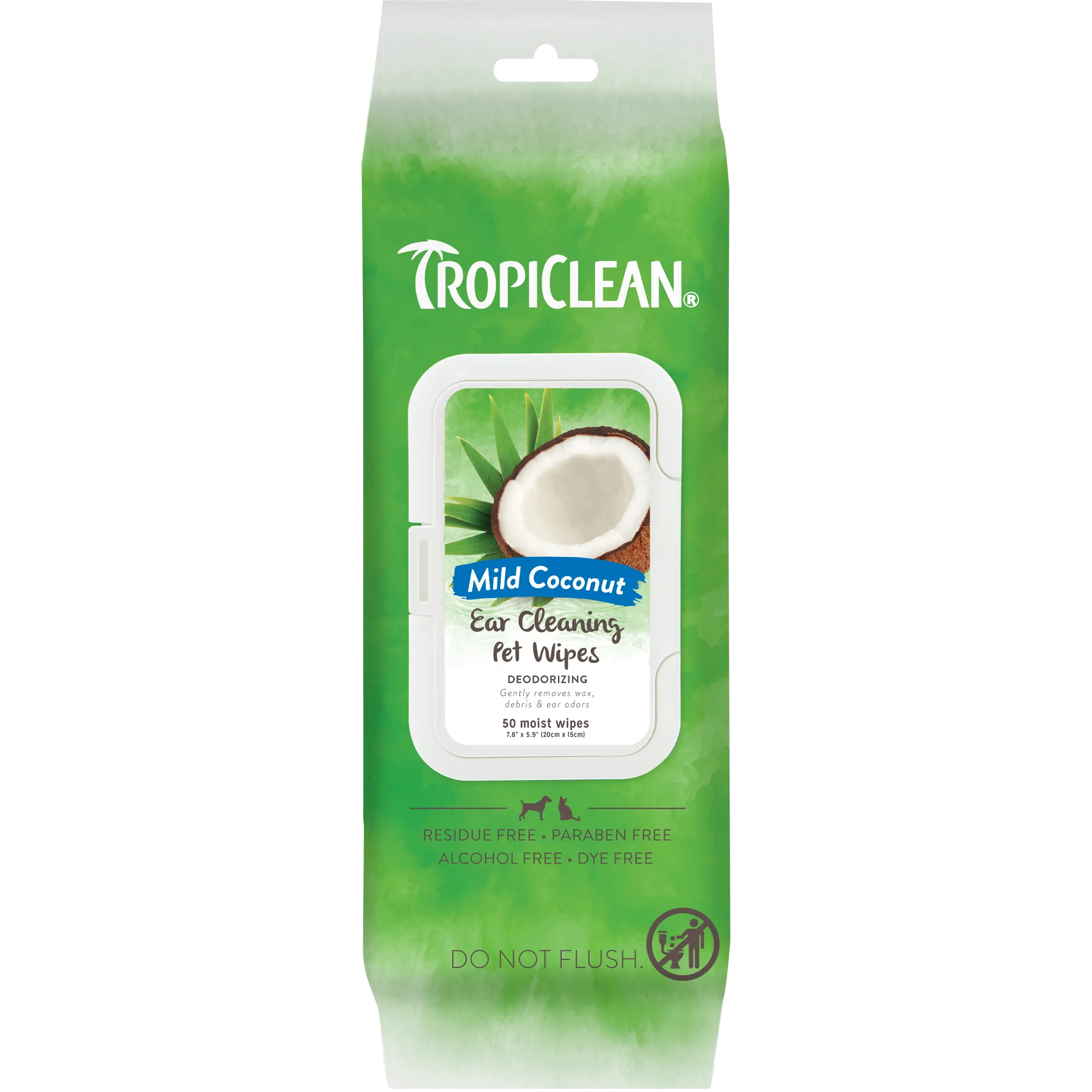 TropiClean Deodorizing Ear Cleaning Pet Wipes 50 Count
