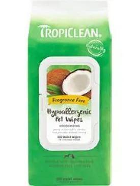 TROPICLEAN HYPO ALLERGENIC DEODORIZING PET WIPES 100CT