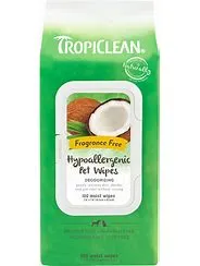 TROPICLEAN HYPO ALLERGENIC DEODORIZING PET WIPES 100CT