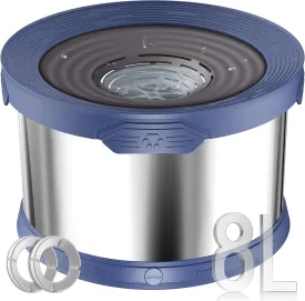 UPSKY Dog Water Bowl No Spill 8L Stainless Steel, 2.1 Gallon Large Capacity Spill-Proof Dog Bowls, Non-Slip Slow Drinking Anti-Splash Bowl for Large Messy Drinkers, No Mess Indoor/Outdoor Use, Blue