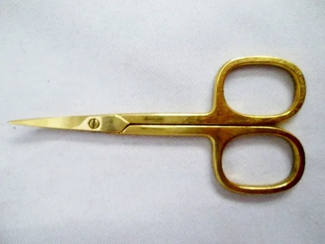 Vintage MADE IN ITALY GOLD SCISSORS Cuticle Curved Embroidery Manicure Grooming Beauty