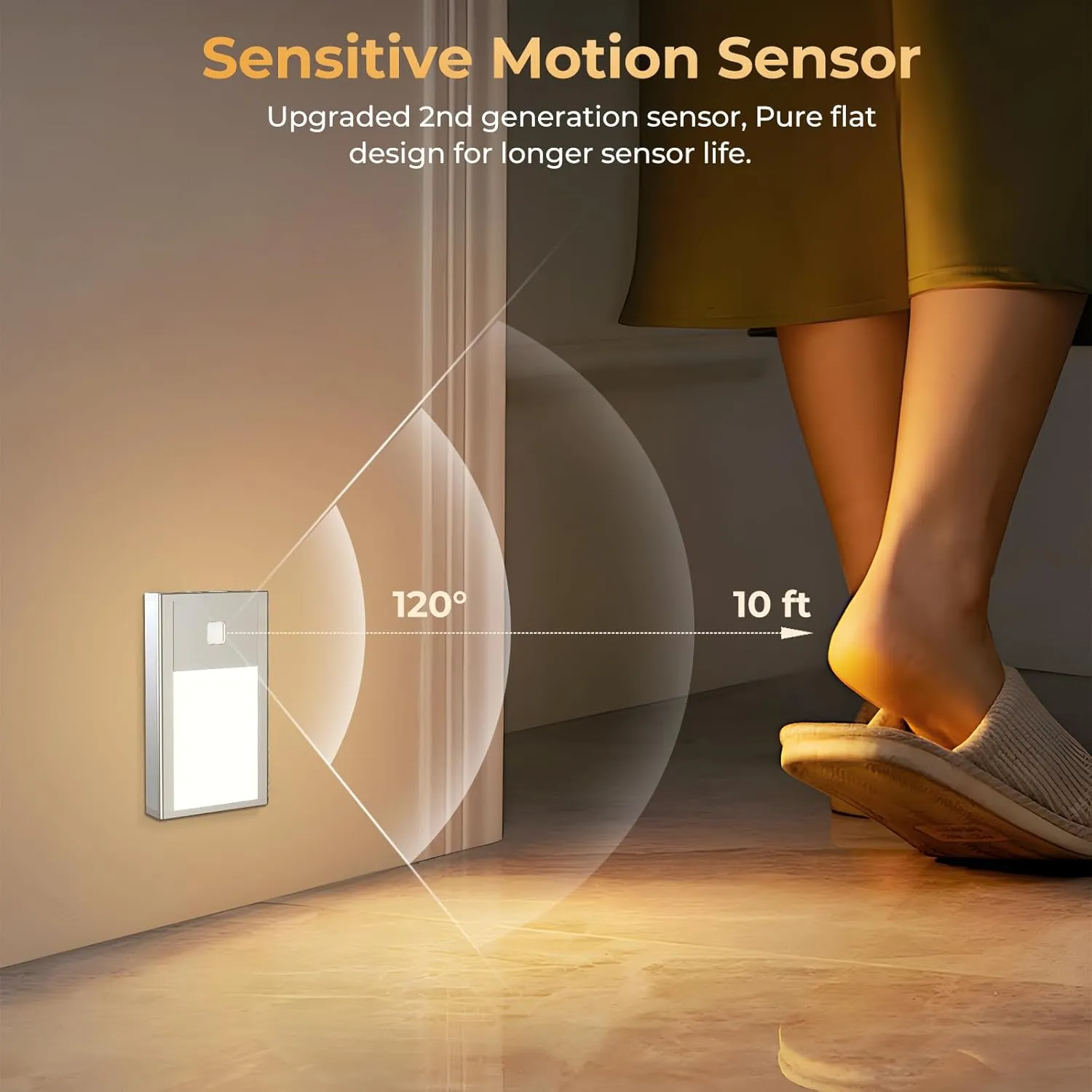 VST Motion Sensor Step Night Light, Rechargeable Battery Powered Led Light with Magnetic Suck Installation for Bedroom Hallway Stair Nursery Kids Room (2.68 inch 3000K 6Pack Silver)
