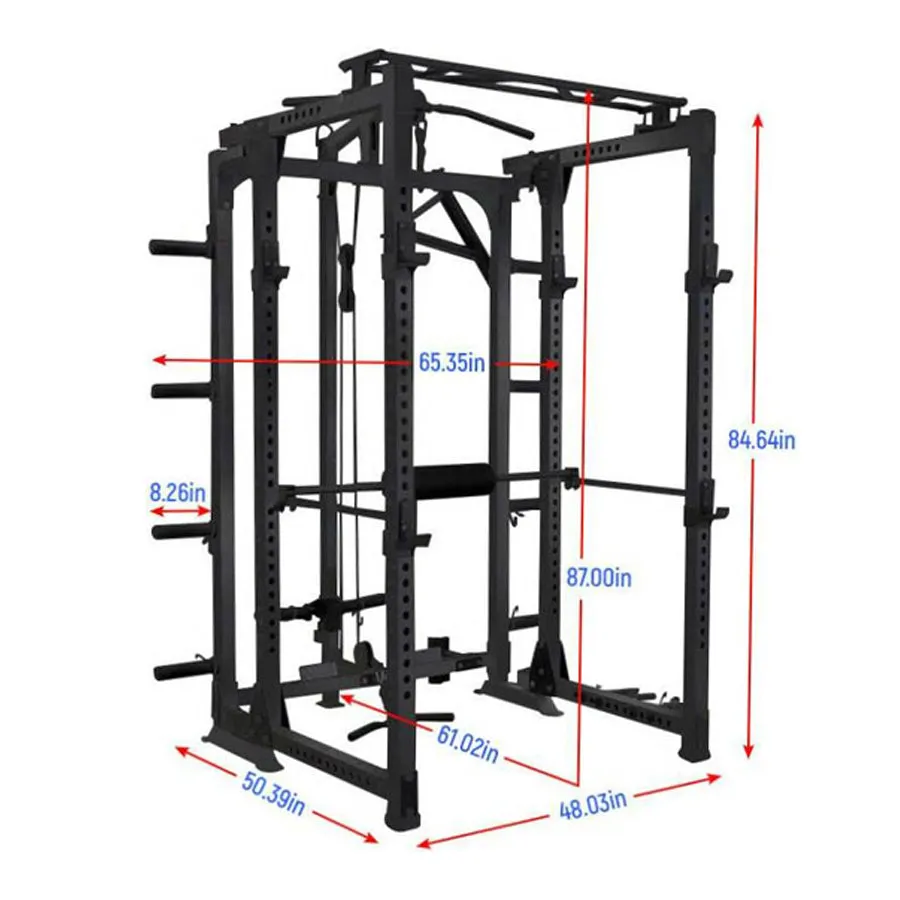Warrior Freestanding Folding Cable Pulley Power Rack Cage