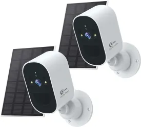 XVIM 1080P 2Pack Solar Camera Outdoor Wireless, 2MP Battery Powered Camera with Color Night Vision, 2.4GHz WiFi Home Security, PIR Human Detection, 2-Way Talk, SD/Cloud, IP65 Waterproof