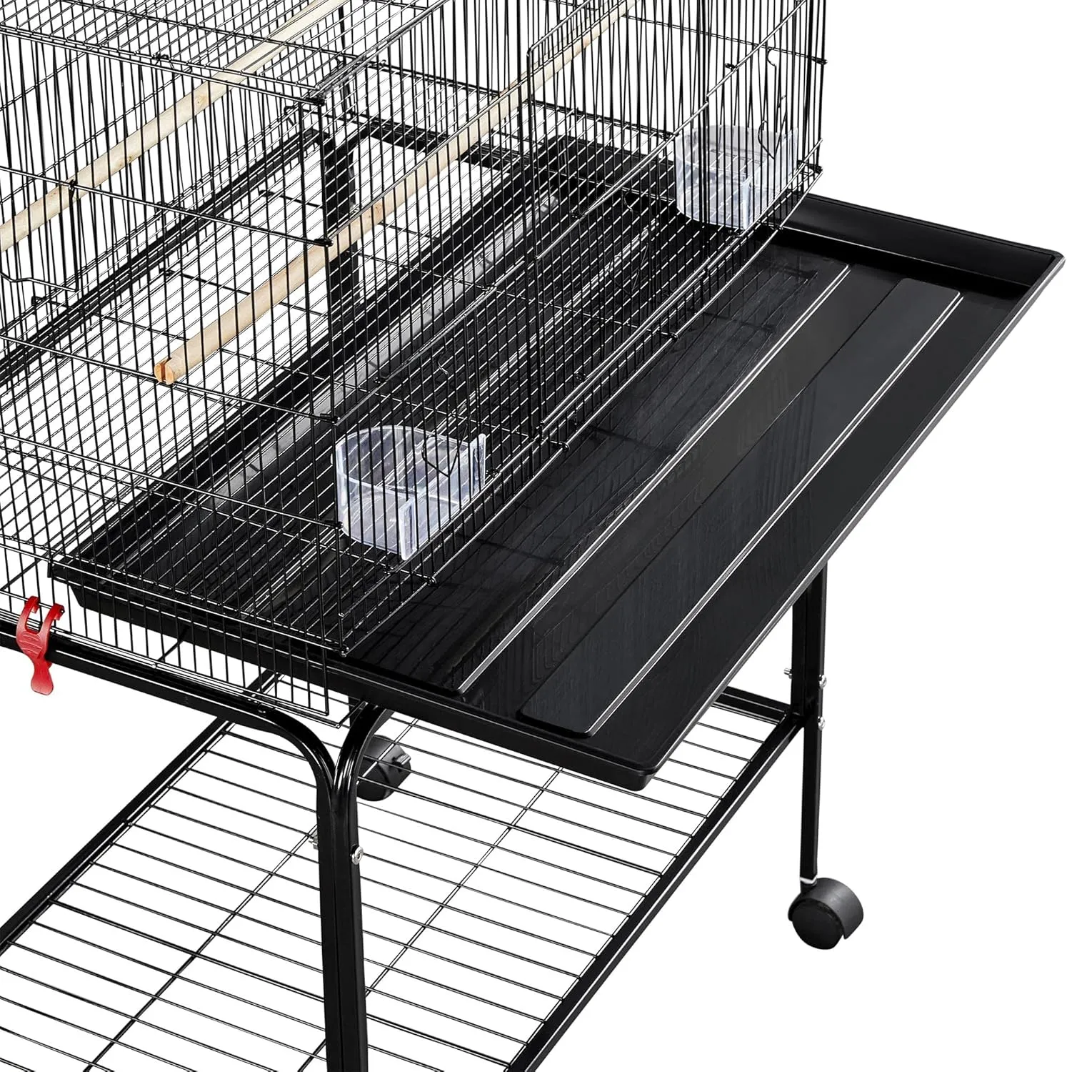 Yaheetech 47-inch Rolling Breeding Flight Bird Cages for Parakeets Budgies Finches Cockatiels Conures Lovebirds Canaries Parrots w/Detachable Stand, Black