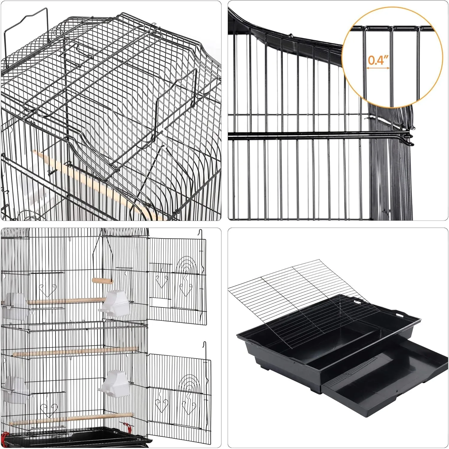 Yaheetech 64-inch Play Open Top Medium Small Bird Cage with Detachable Rolling Stand for Parrot Lovebirds Finches Canaries Parakeets Cockatiels Budgie Parrotlet Conures